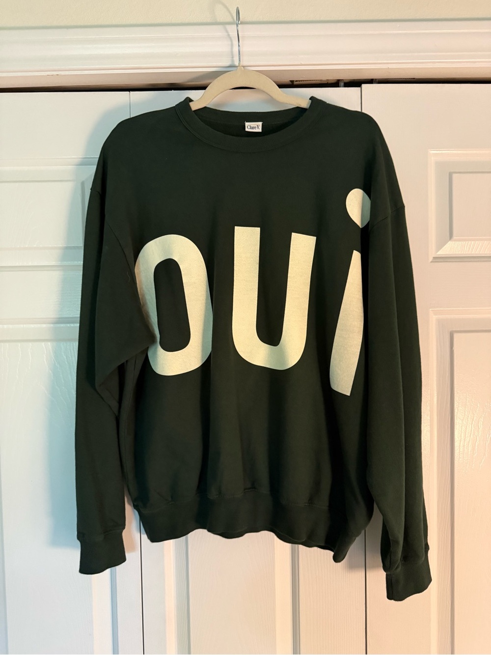 Clare V. Oui Crewneck Sweatshirt - Dark Green